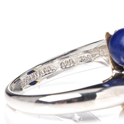 Tiffany Sterling Silver 18K Yellow Gold Lapis Bypass Ring 54 7 5 of 5