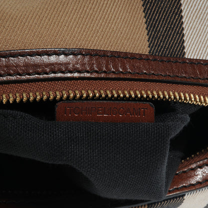 Burberry Bridle Calfskin House Check Medium Chester Bowling Bag Dark Tan 8 of 8