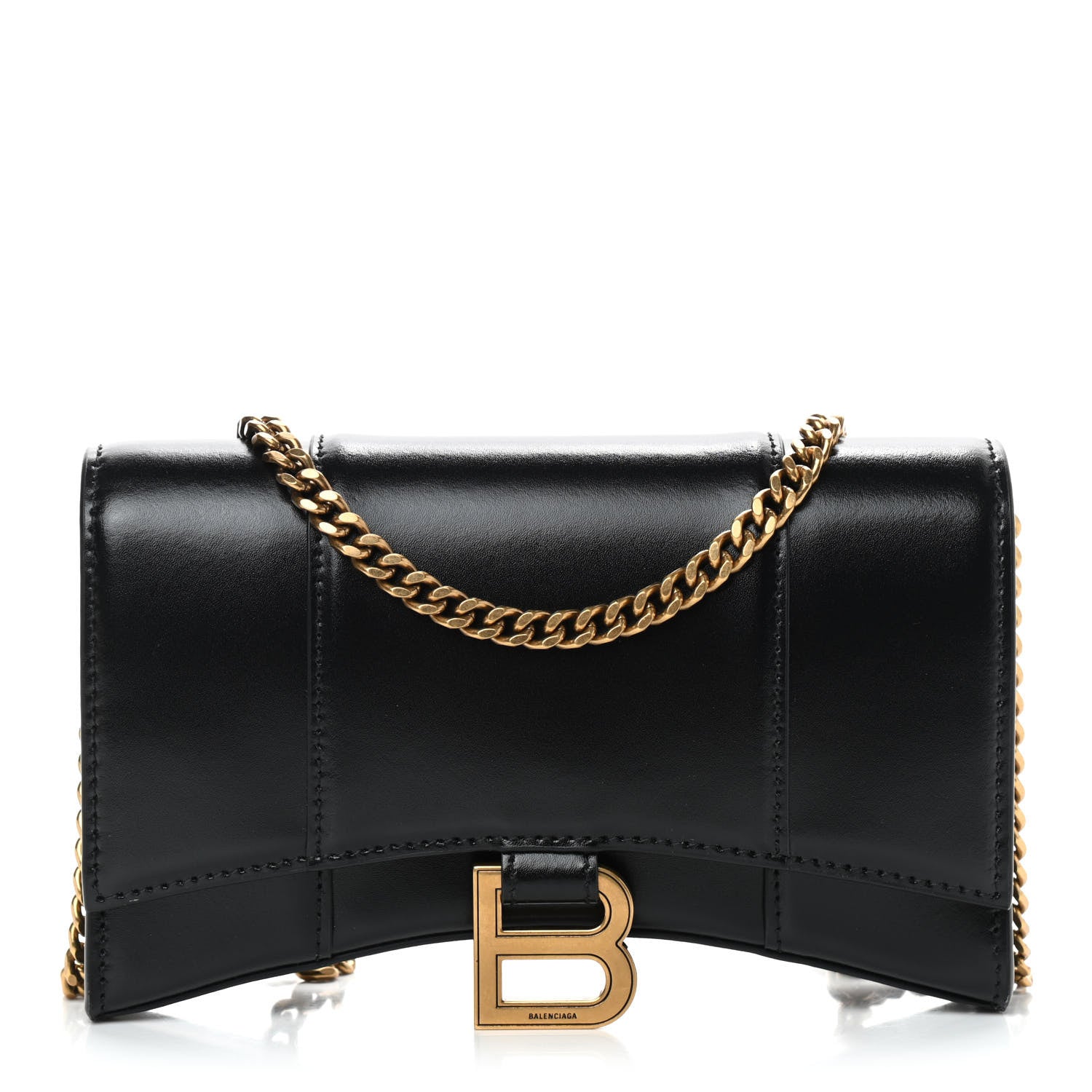 Balenciaga Shiny Box Calfskin Hourglass Chain Bag Black 1 of 8