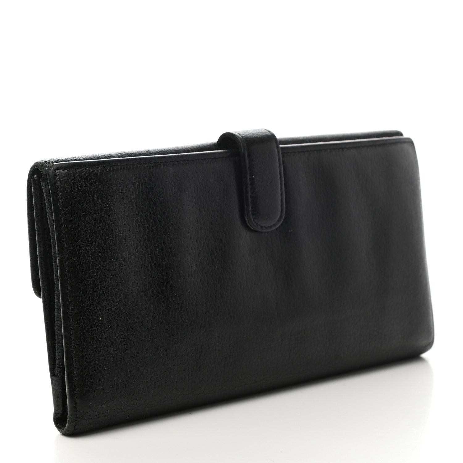 Chanel Goatskin Camellia Embossed Flap Wallet Black 2 of 9