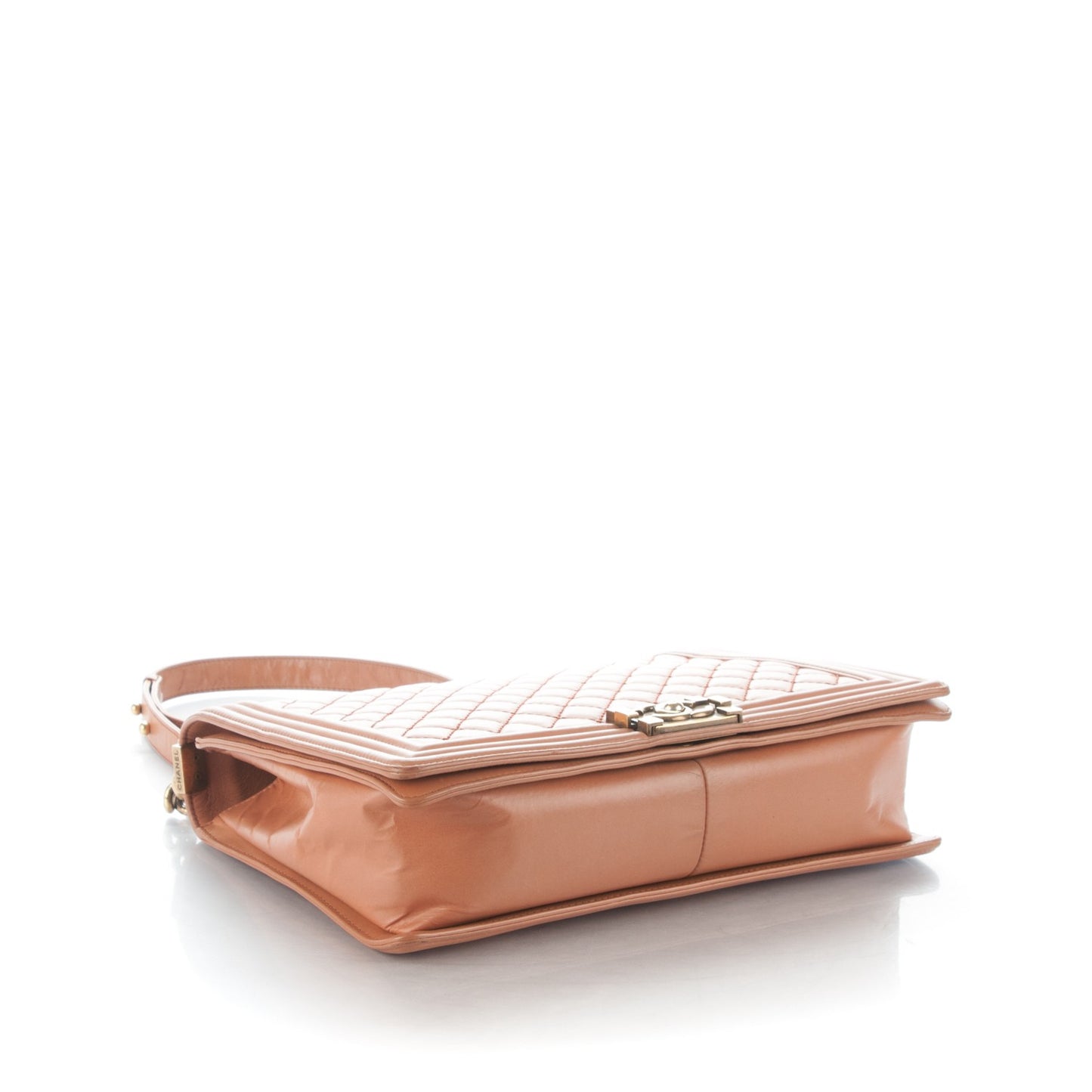 Calfskin Quilted Large Boy Flap Dark Beige