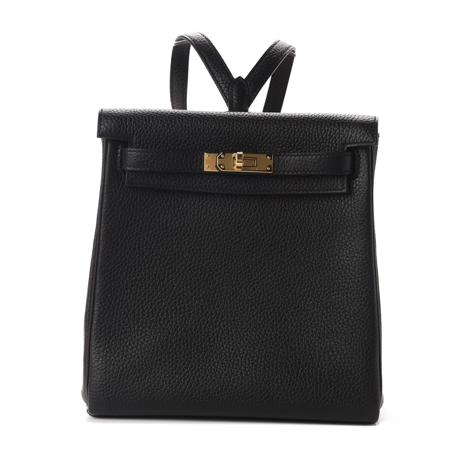 Hermes Taurillon Clemence Kelly Ado Backpack Black 1 of 10