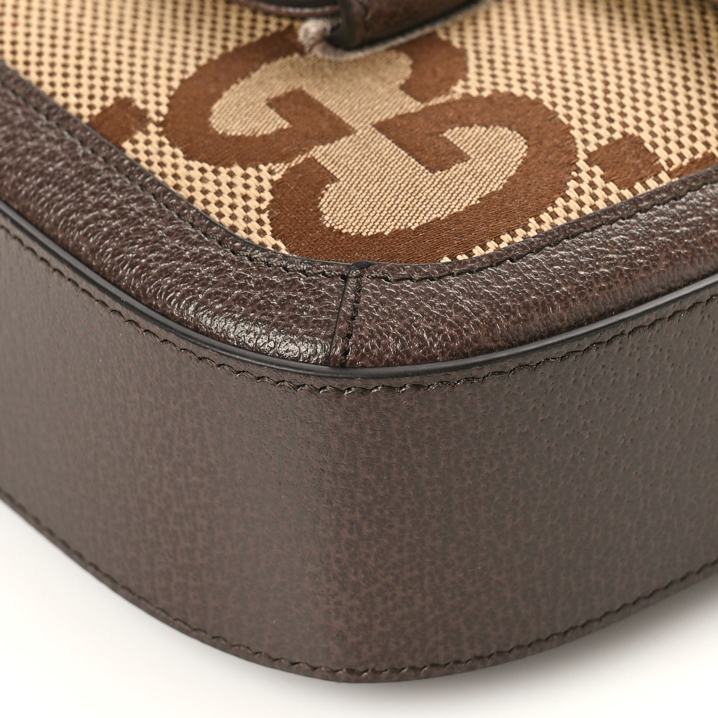 Monogram Jumbo GG Textured Dollar Calfskin Web Mini Horsebit 1955 Shoulder Bag Camel Ebony New Acero