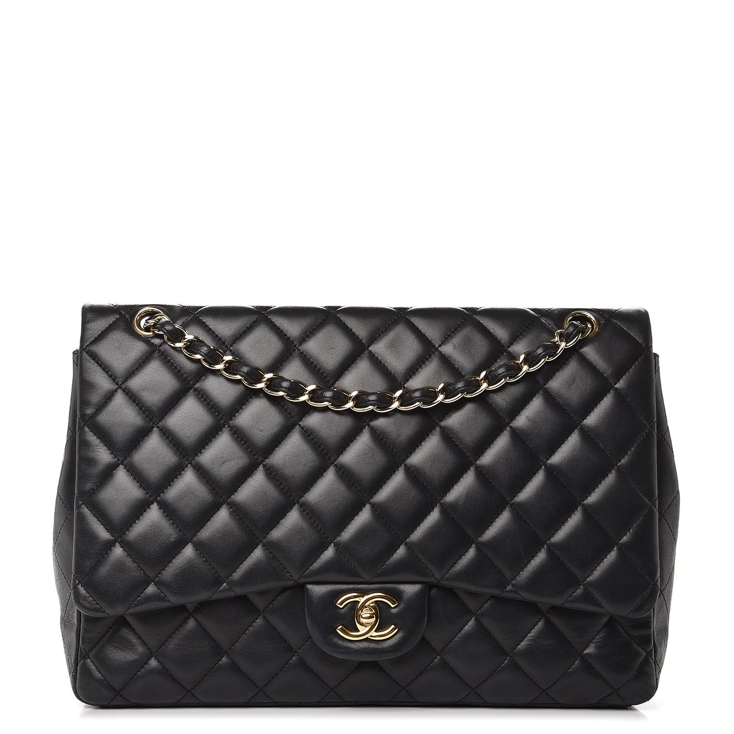 Lambskin Quilted Maxi Single Flap Black