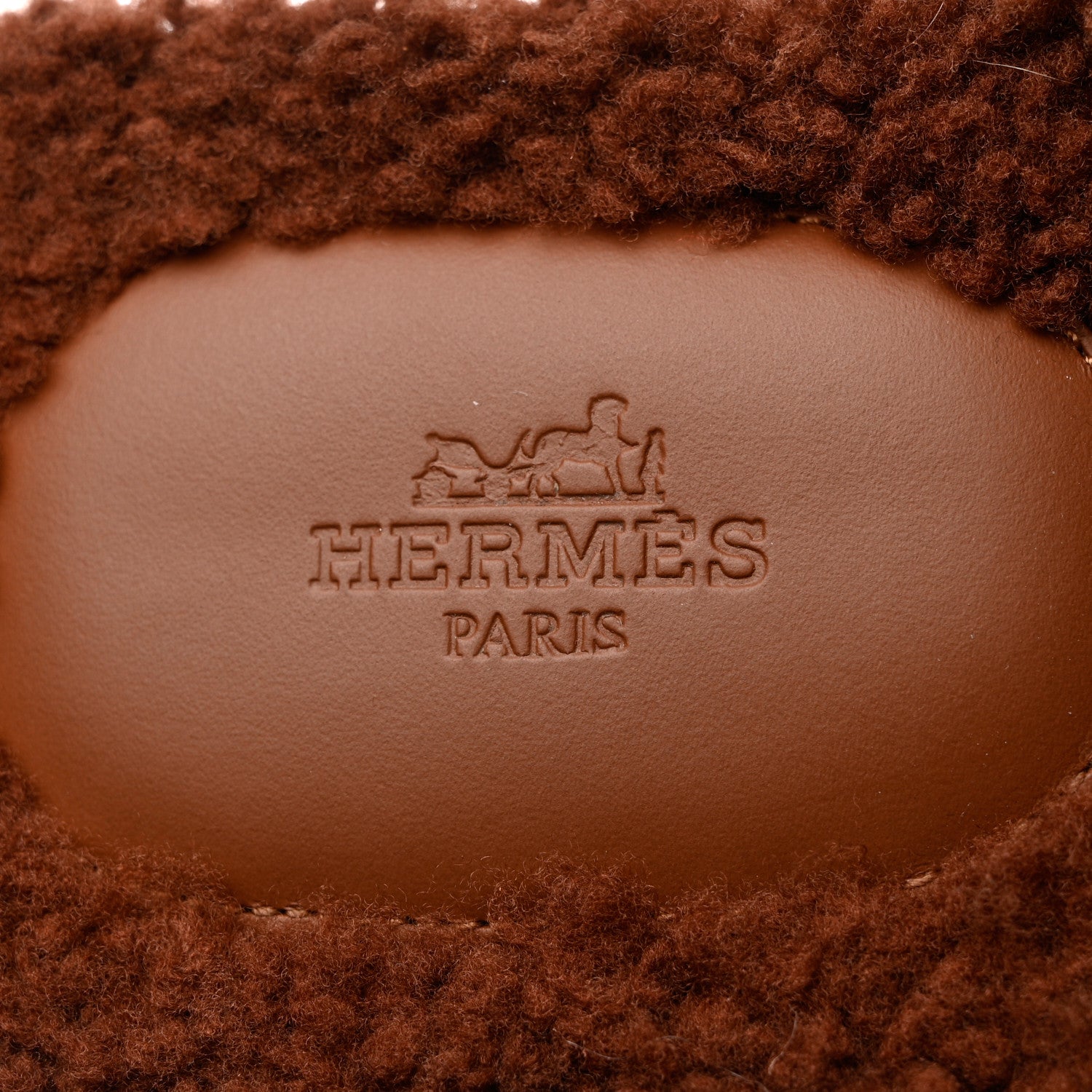 Hermes Woolskin Mens Izmir Sandals 43 Cognac 6 of 7