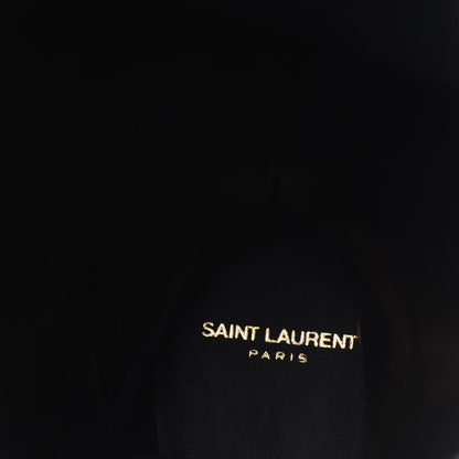 Saint Laurent Calfskin Woven Wool Embroidered Knee High Boots 37 Black 7 of 8