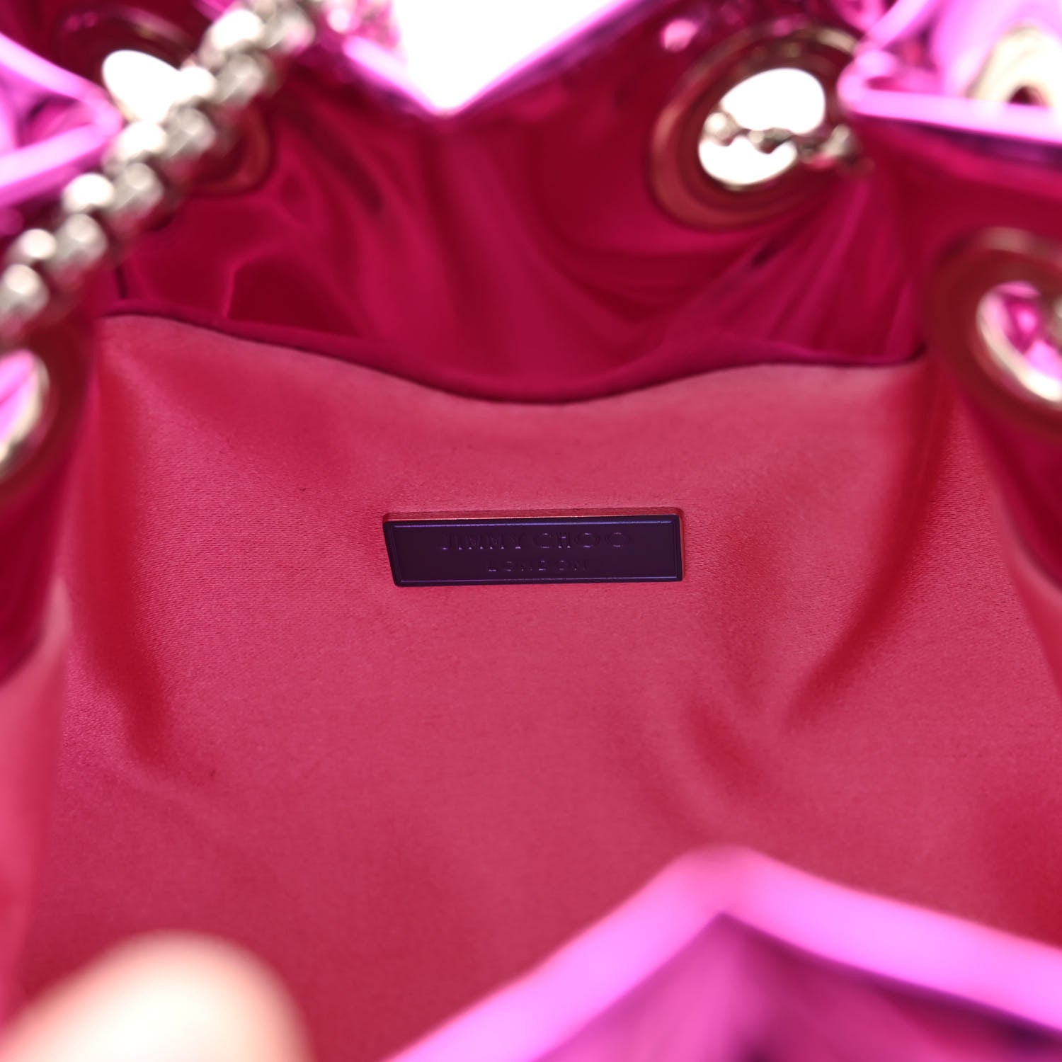 Jimmy Choo Metallic Fabric Bon Bon Mini Bag Fuchisa 6 of 9