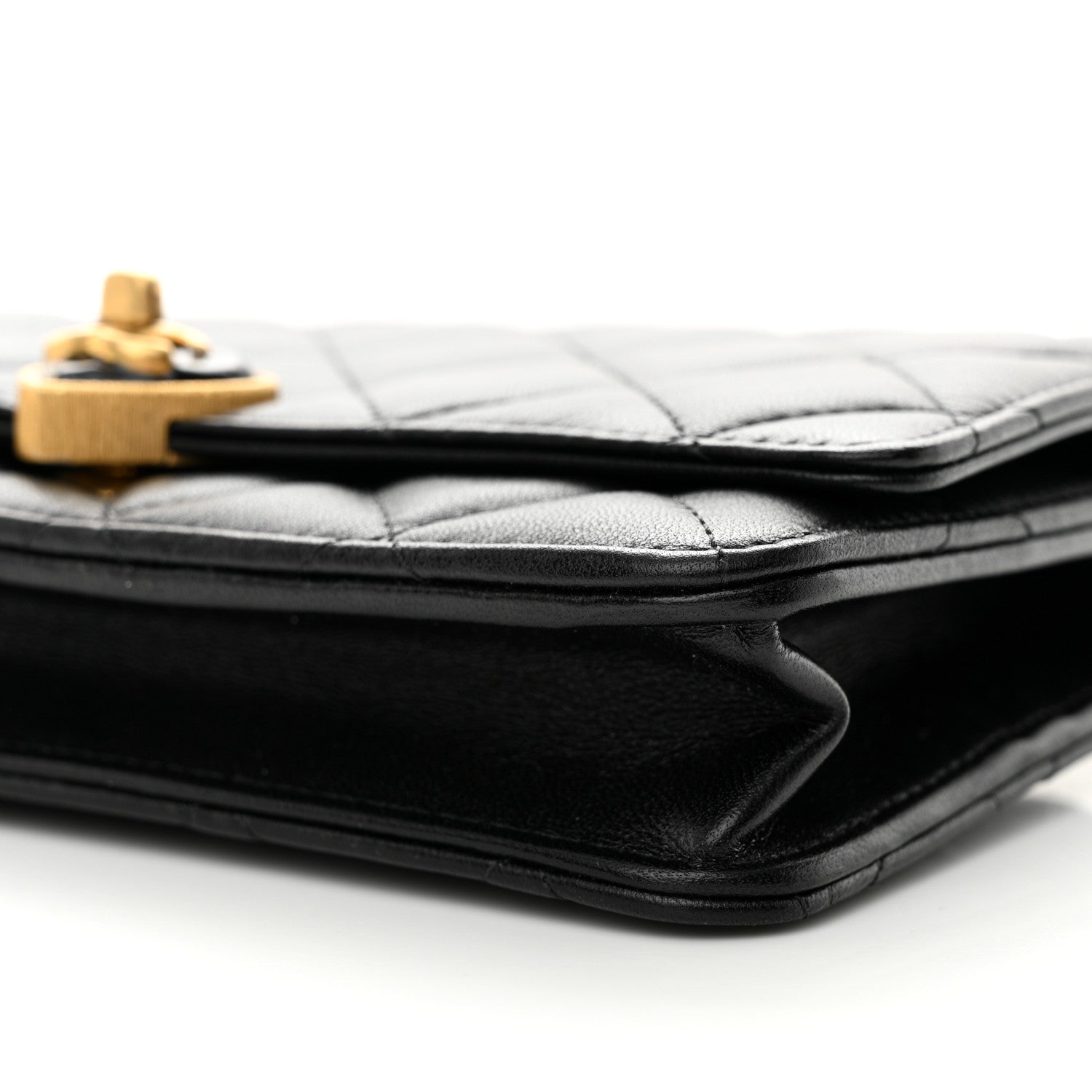 Chanel Lambskin Plexiglass Quilted Coco Love Wallet On Chain WOC Black 12 of 12