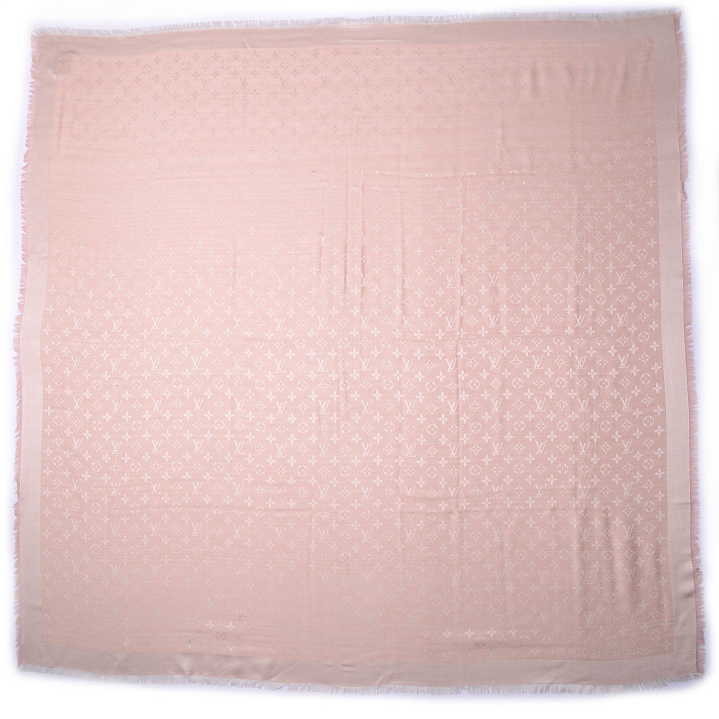 Wool Silk Monogram Shawl Natural