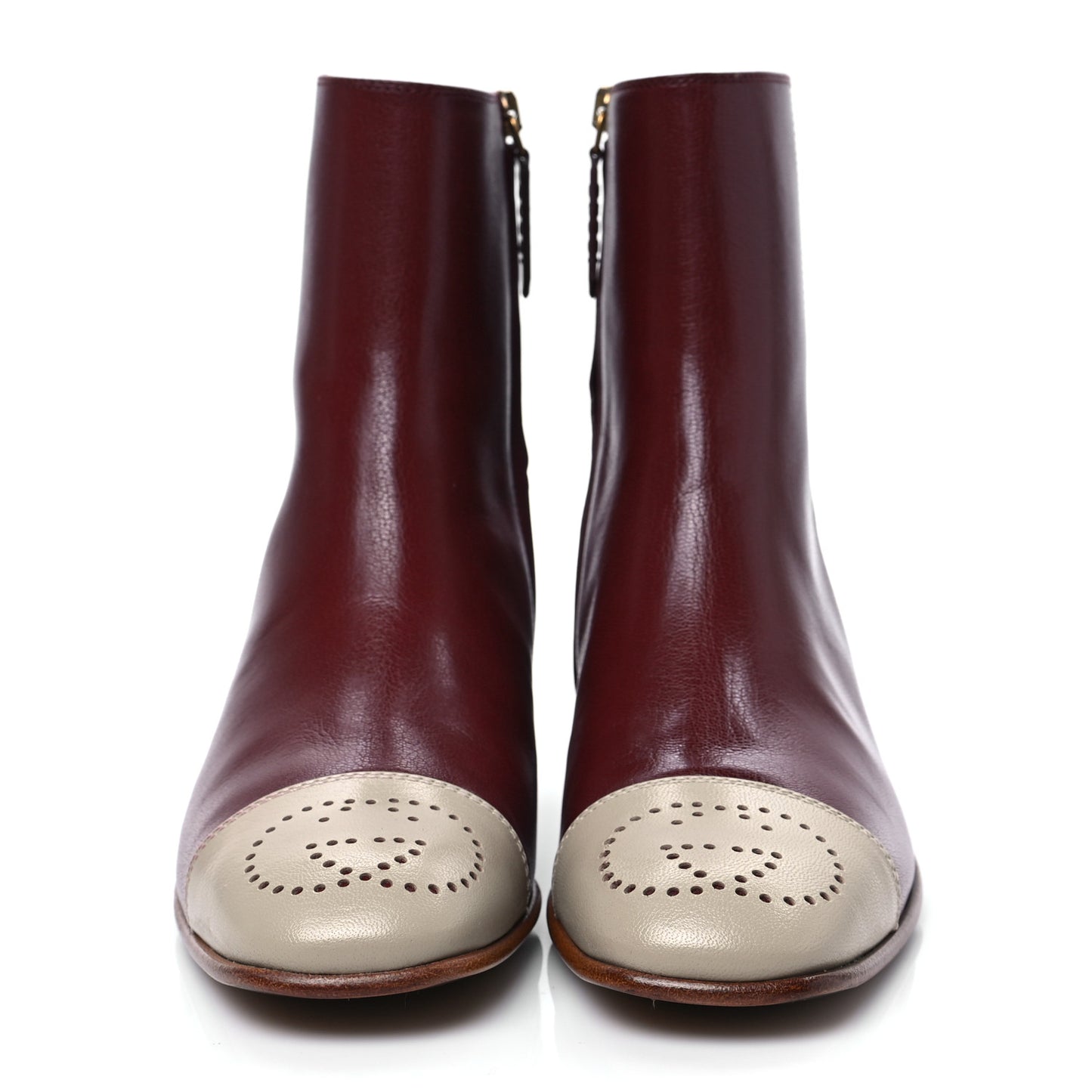 Goatskin Hills Logo Ankle Boots 37 Burgundy