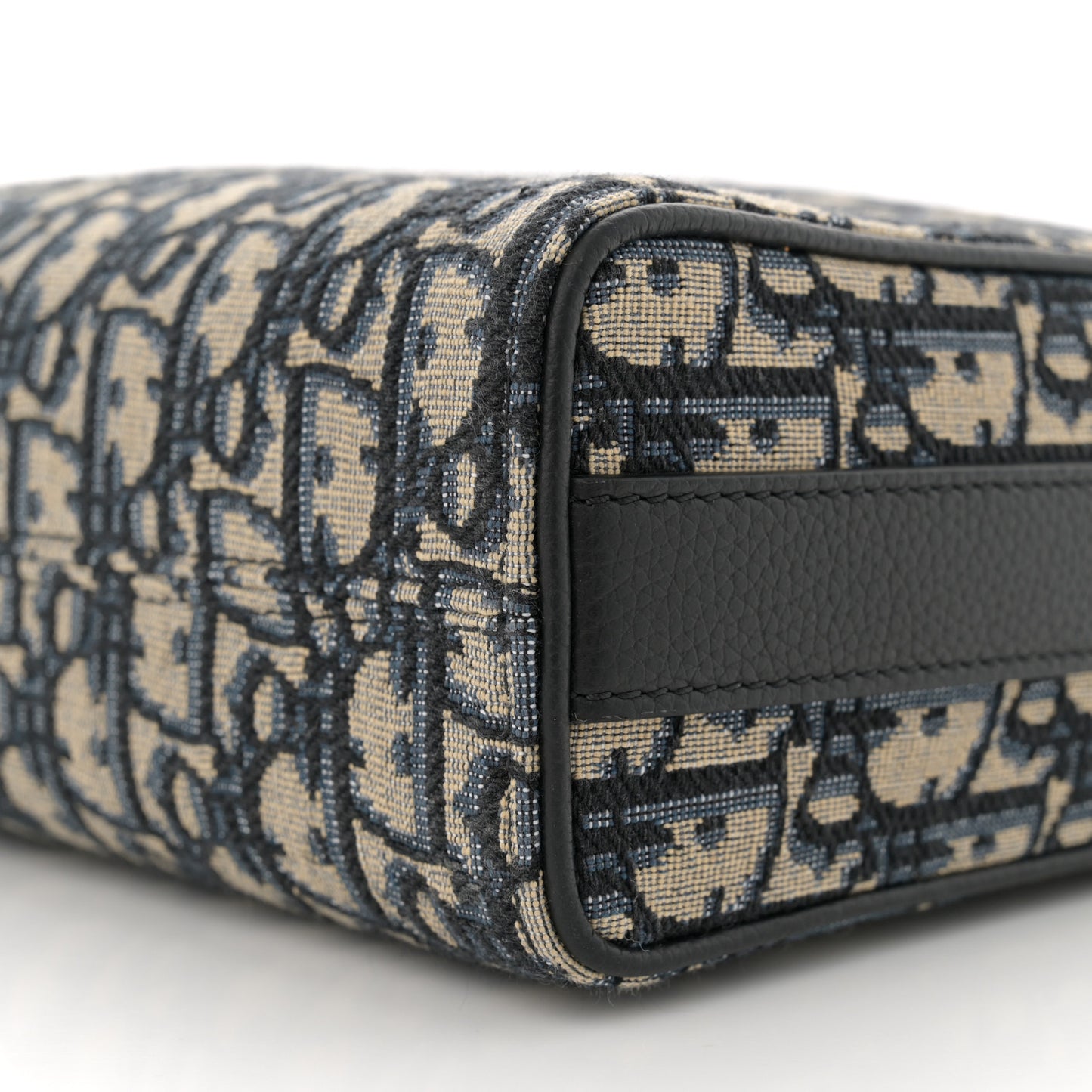 Oblique Jacquard Grained Calfskin Lingot Pouch Beige Black