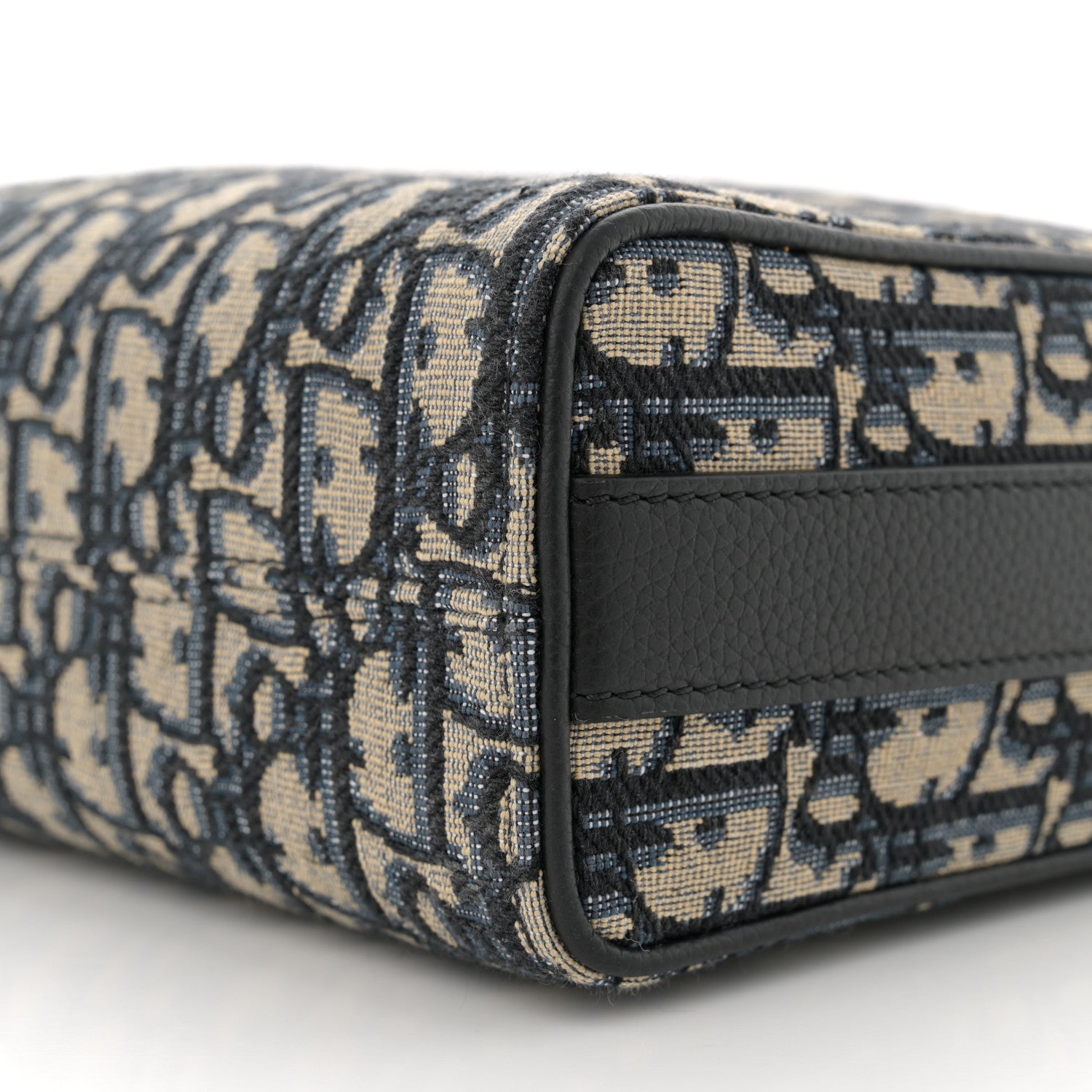 Christian Dior Oblique Jacquard Grained Calfskin Lingot Pouch Beige Black 9 of 9