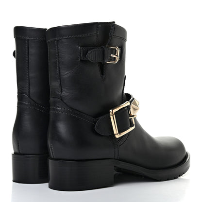 Valentino Garavani Calfskin Lock Studded 30mm Biker Boots 35.5 Black 4 of 7