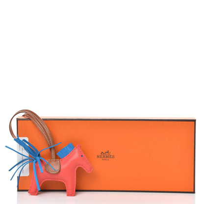 Hermes Milo Lambskin Grigri Rodeo Horse Bag Charm PM Rose Texas Bleu Zanzibar Gold 3 of 3