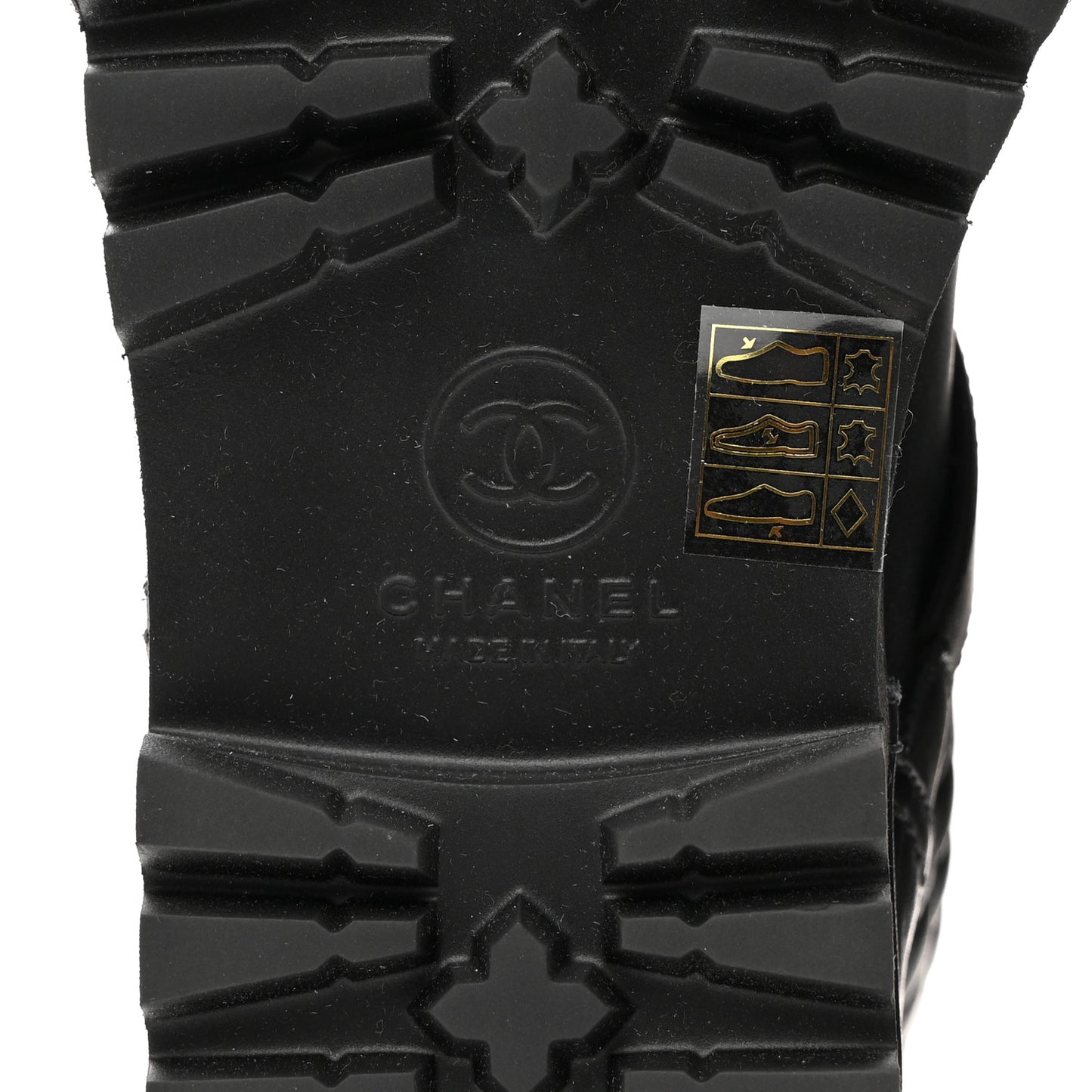 Calfskin Quilted Biker Boots 38 Black