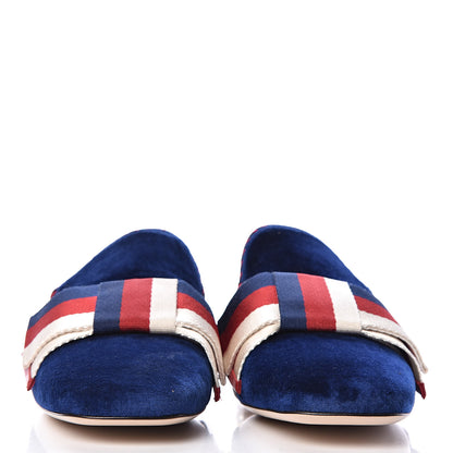 Gucci Velvet Crystal Sylvie Bow Mules 39 Cobalt Blue 2 of 10