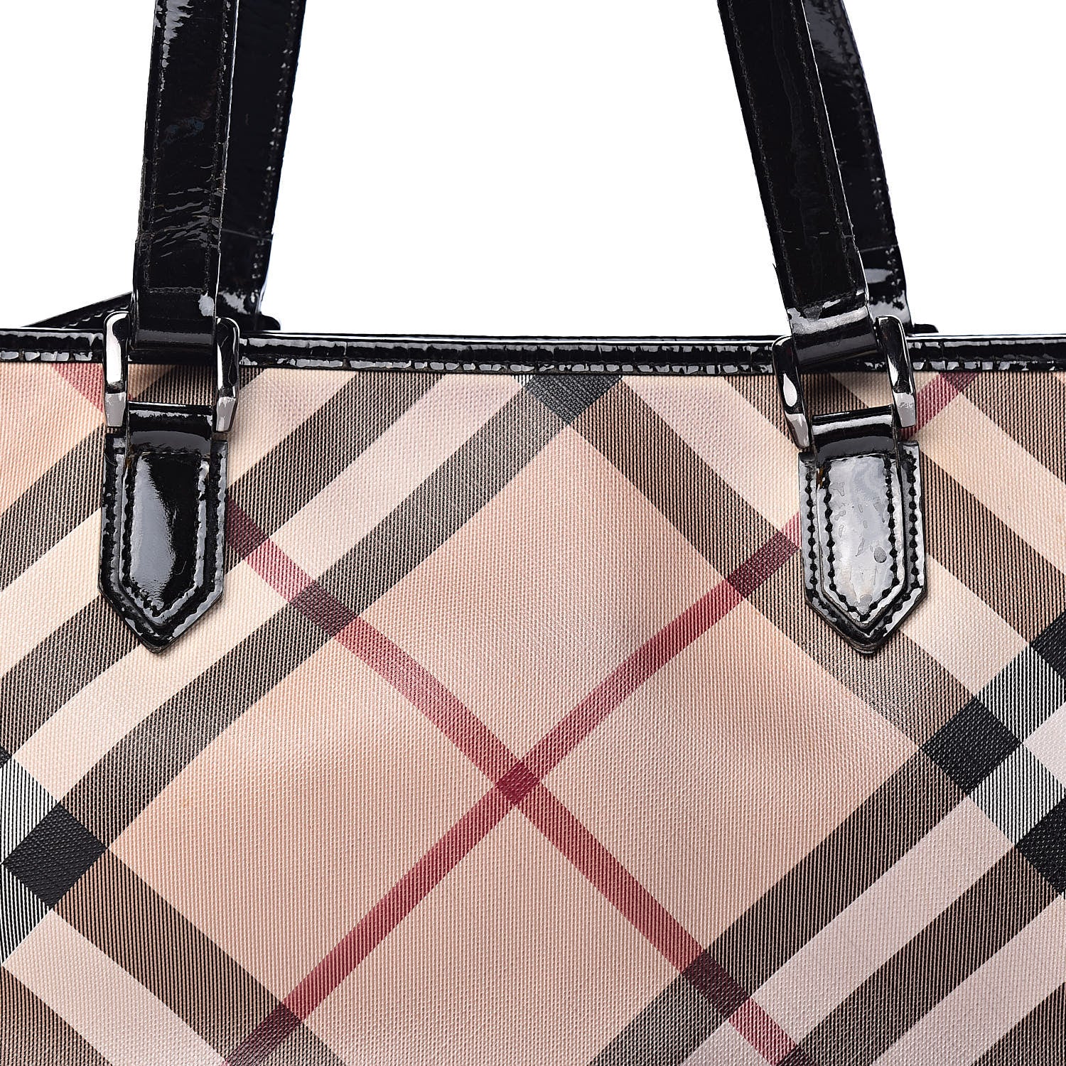 Burberry Patent Trim Nova Check Shopper Tote Black 23 of 23