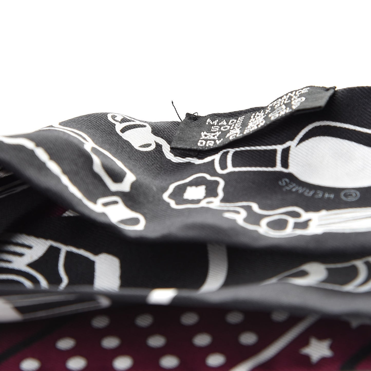 Silk Les Flacons Bandana Twilly Prune Black White