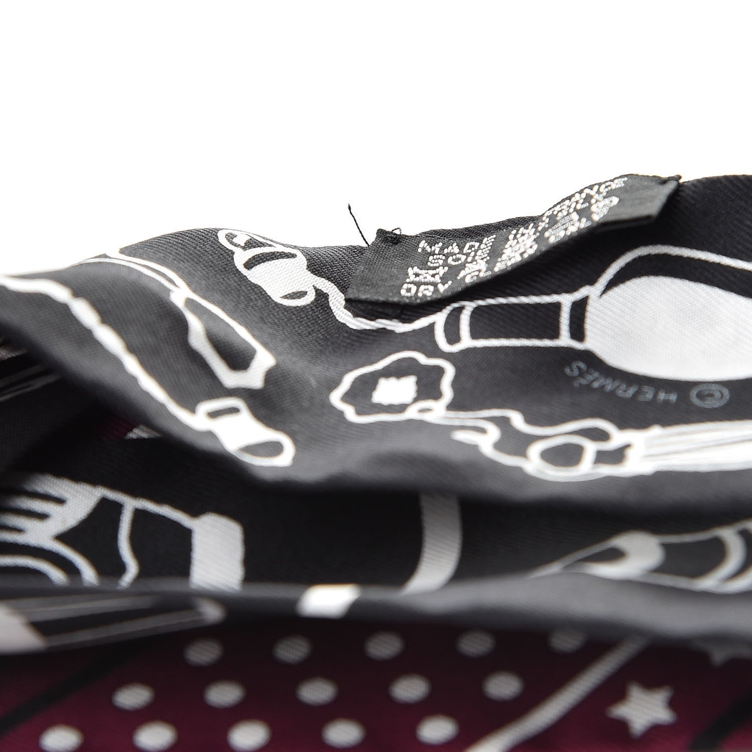 Hermes Silk Les Flacons Bandana Twilly Prune Black White 6 of 8