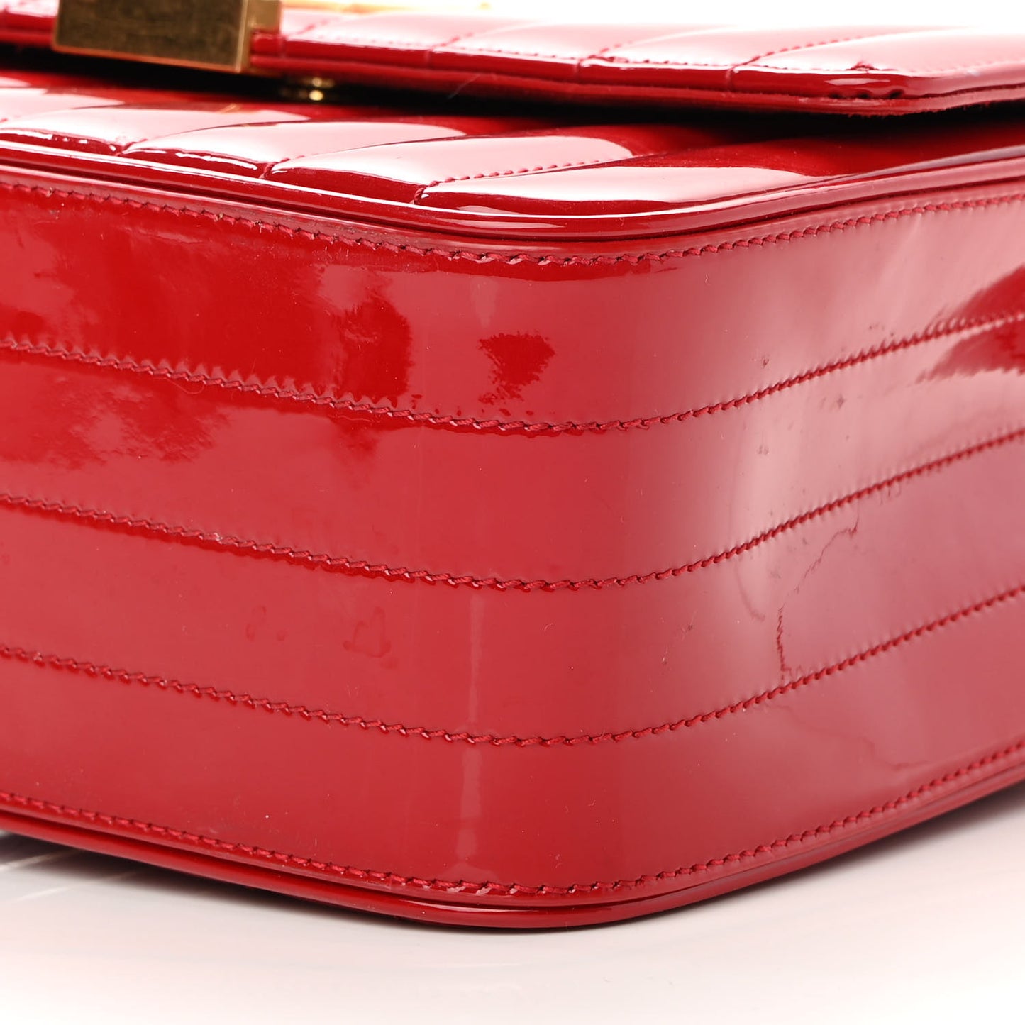 Patent Matelasse Monogram Large Vicky Chain Bag Rouge Eros
