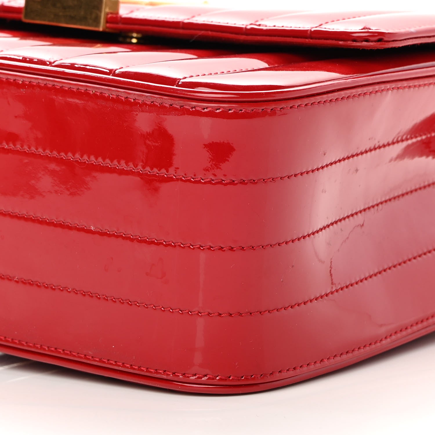 Saint Laurent Patent Matelasse Monogram Large Vicky Chain Bag Rouge Eros 10 of 17