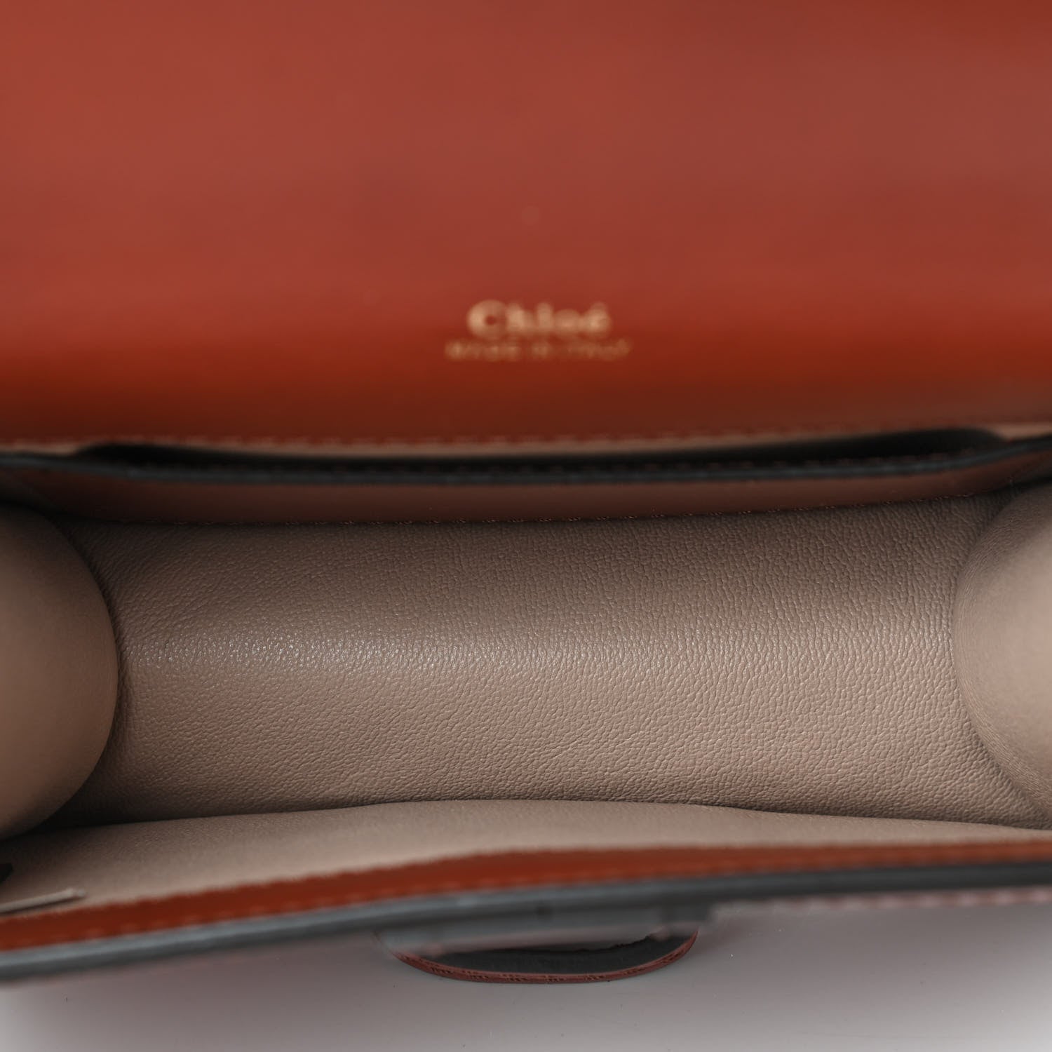 Chloe Shiny Goatskin Calfskin Mini Aby Chain Shoulder Bag Sepia Brown 4 of 8