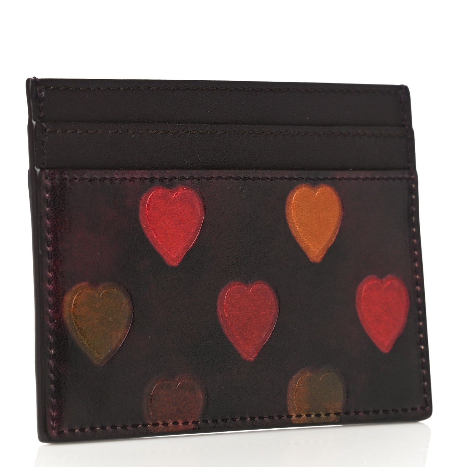 Saint Laurent T Lambskin Heart Embossed Monogram Card Case Vintage Cognac 3 of 11