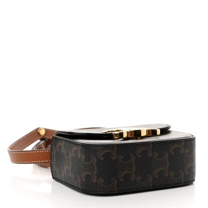 Celine Triomphe Canvas Calfskin Mini Claude Tan 4 of 13