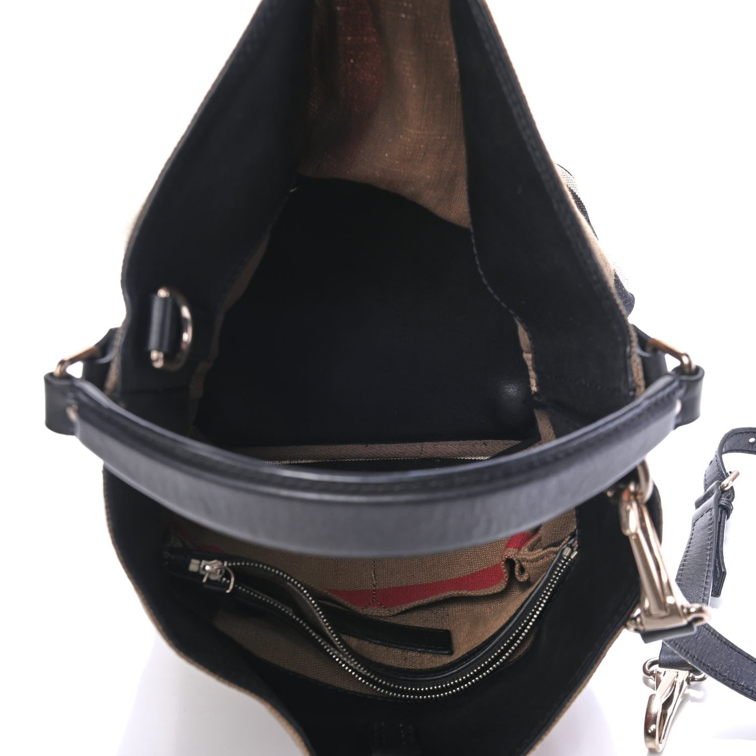 Burberry Canvas Mega Check Medium Ashby Hobo Black 4 of 4