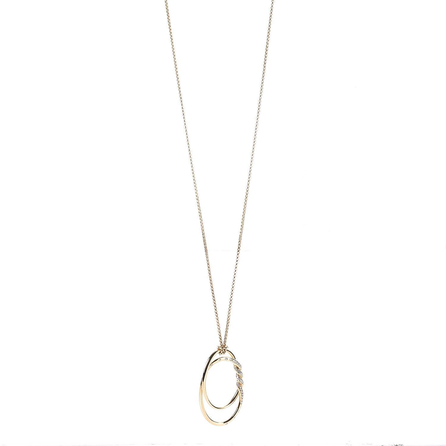 David Yurman 18K Yellow Gold Diamond 47mm Continuance Pendant Necklace 1 of 7