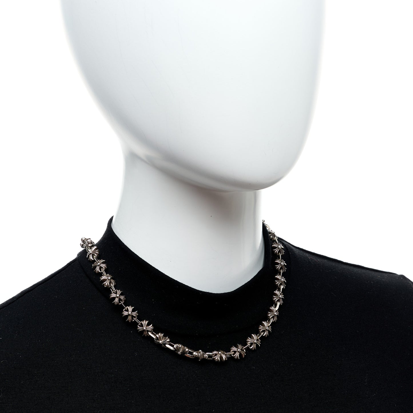 Sterling Silver Maltese Cross Link Necklace