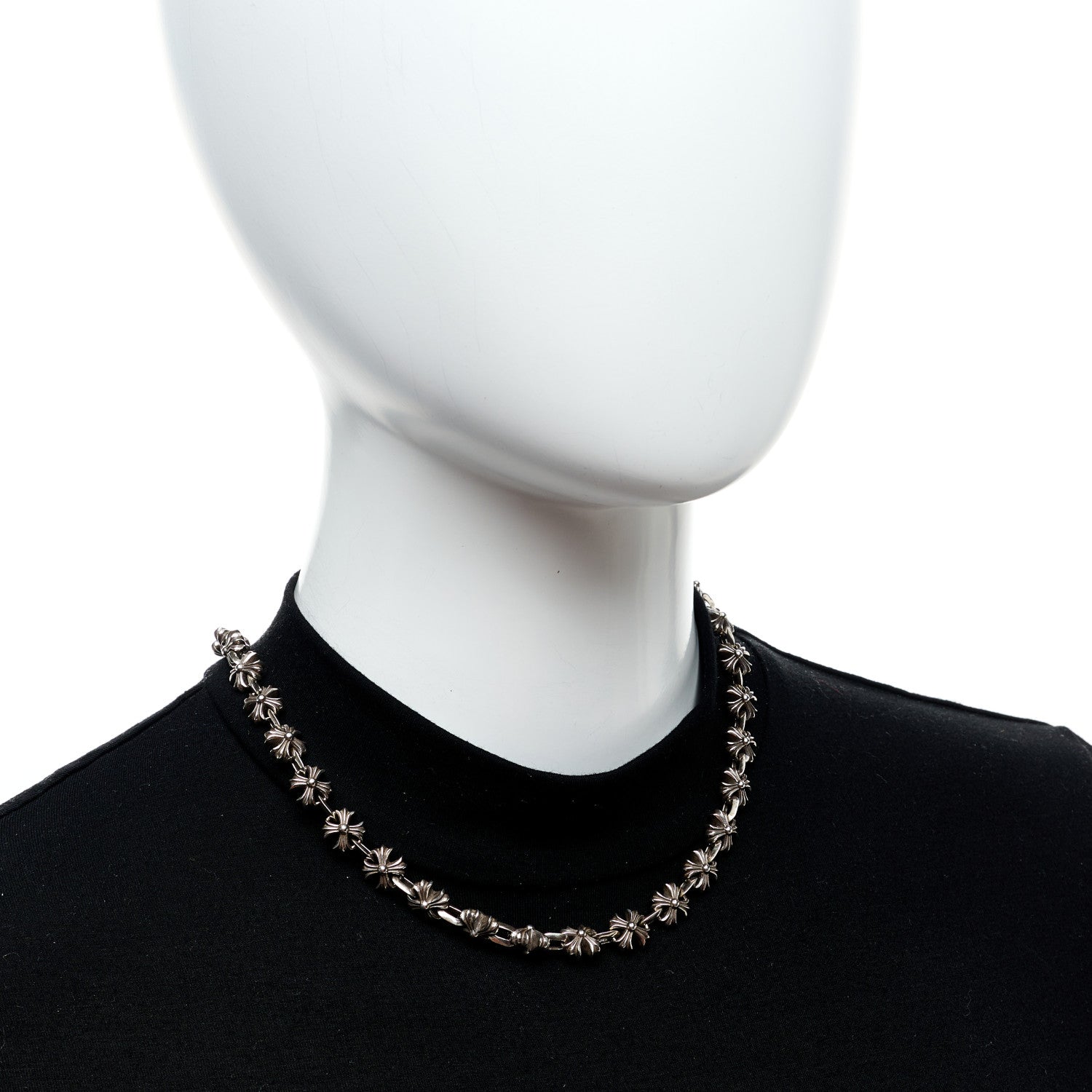 Chrome Hearts Sterling Silver Maltese Cross Link Necklace 2 of 5