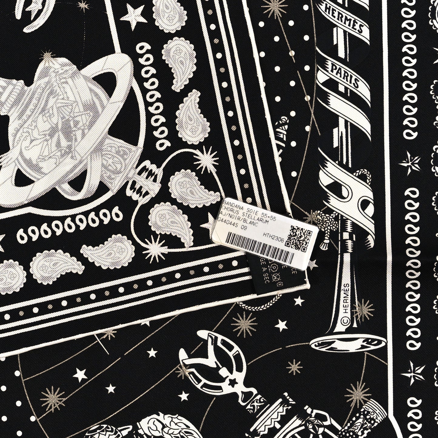 Silk Chorus Stellarum Scarf 70 Black White