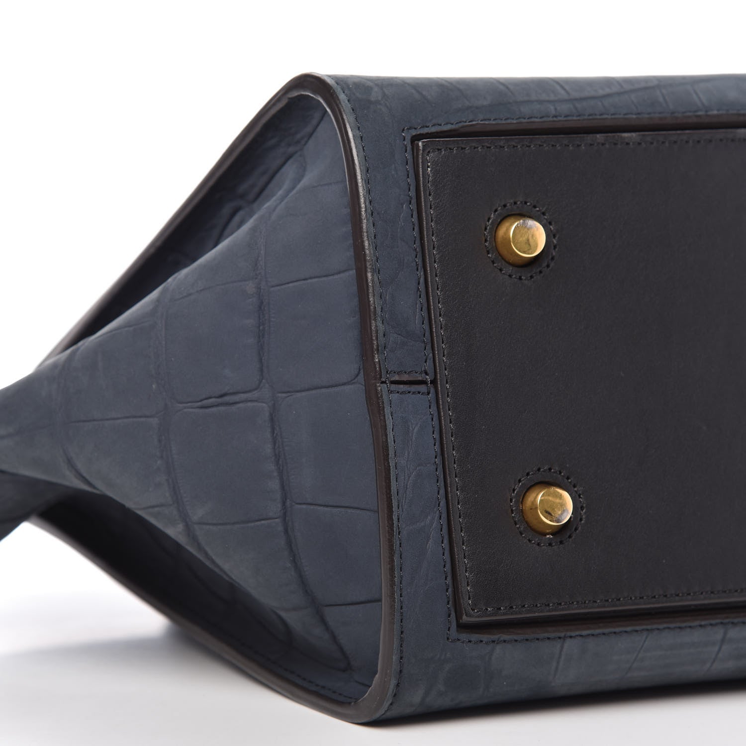 Celine Smooth Calfskin Nubuck Crocodile Embossed Mini Tie Knot Tote Navy 6 of 12