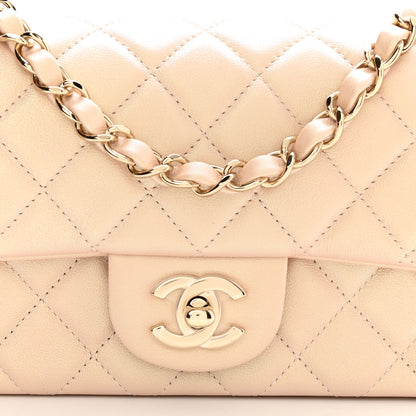 Chanel Iridescent Calfskin Quilted Mini Rectangular Flap Beige 7 of 10
