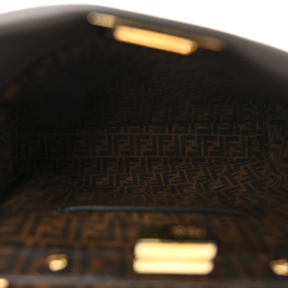 Fendi Vitello Seta Suede FF Mini Peekaboo Iconic Satchel Chocolate Sigaro Marrone 5 of 10