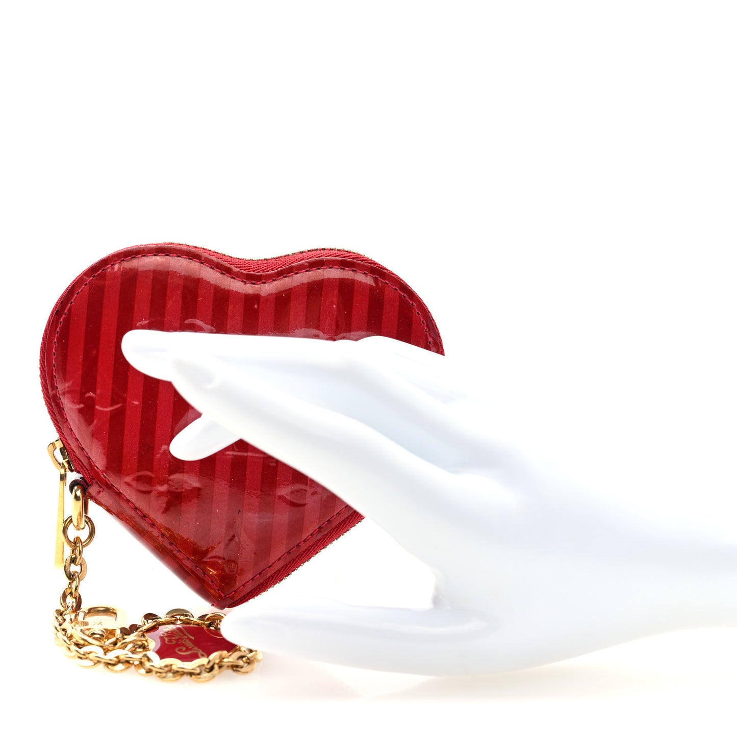 Vernis Rayures Coeur Heart Coin Purse Pomme D'Amour