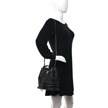 Chanel Caviar Quilted Large Rolled Up Bucket Drawstring Bag Black 2 of 9