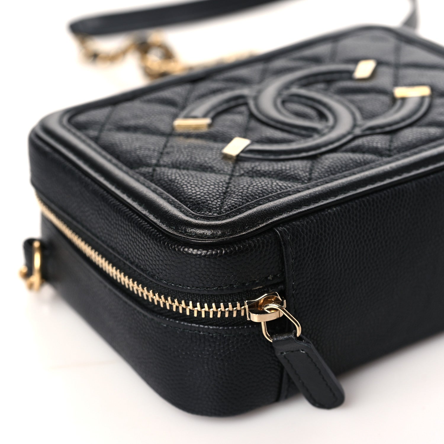 Chanel Caviar Quilted CC Filigree Vanity Clutch With Chain Black 8 of 10