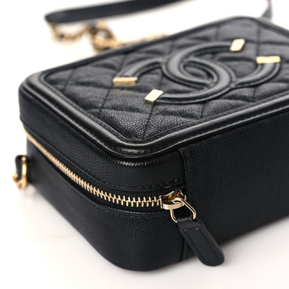 Chanel Caviar Quilted CC Filigree Vanity Clutch With Chain Black 8 of 10