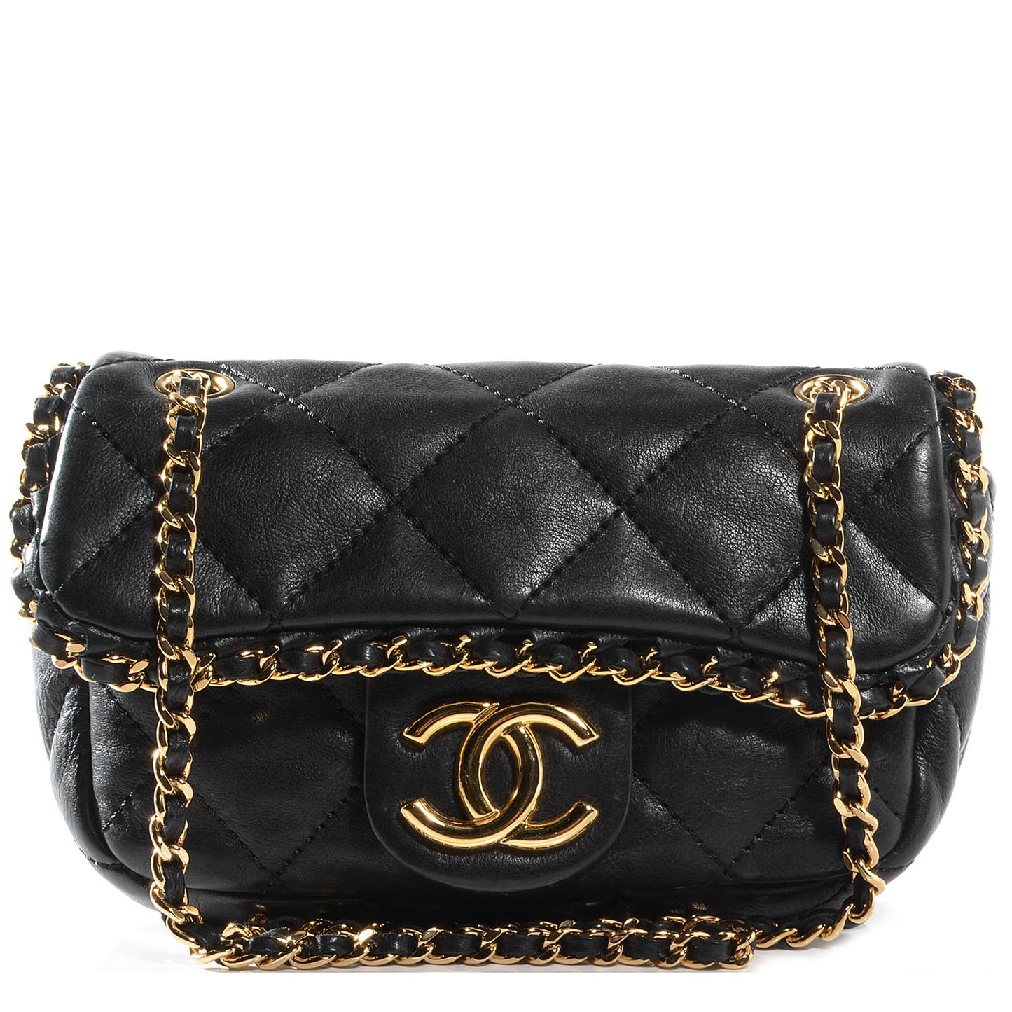 Calfskin Mini Chain Me Flap Black