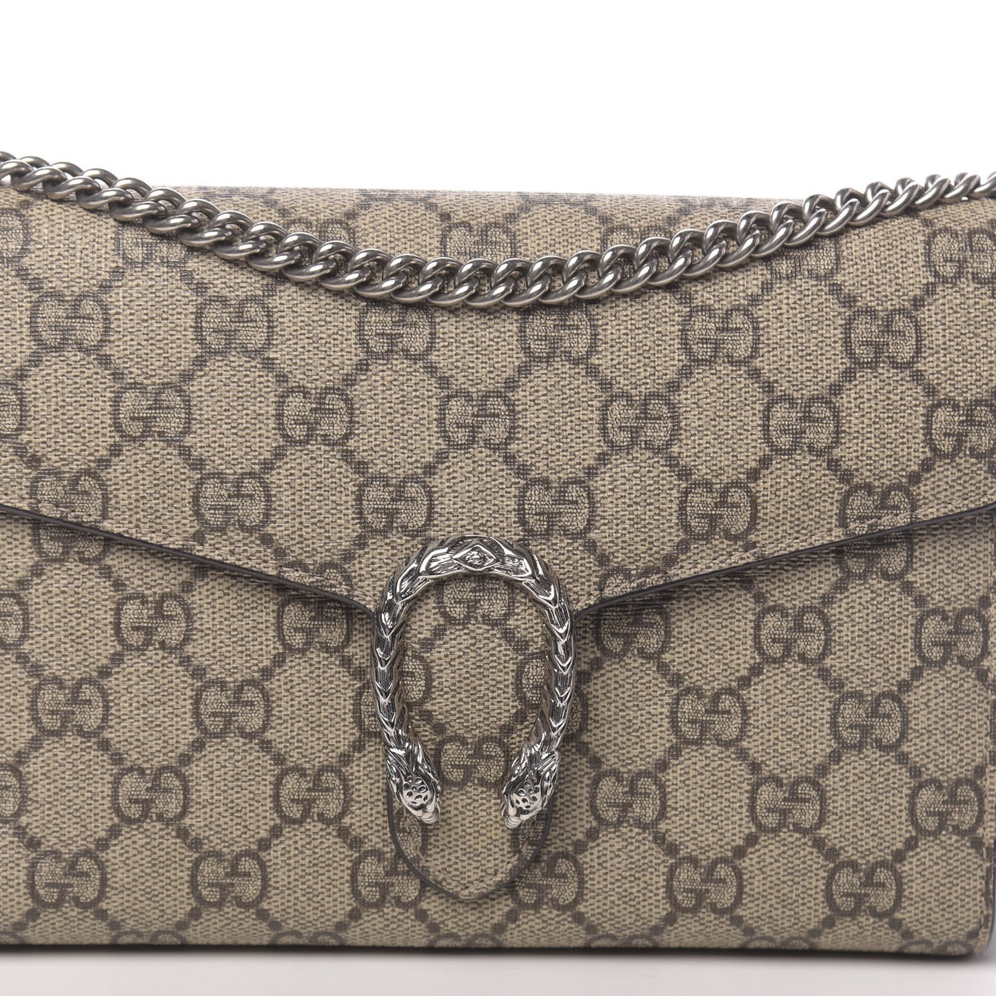 GG Supreme Monogram Mini Dionysus Chain Wallet Beige Taupe