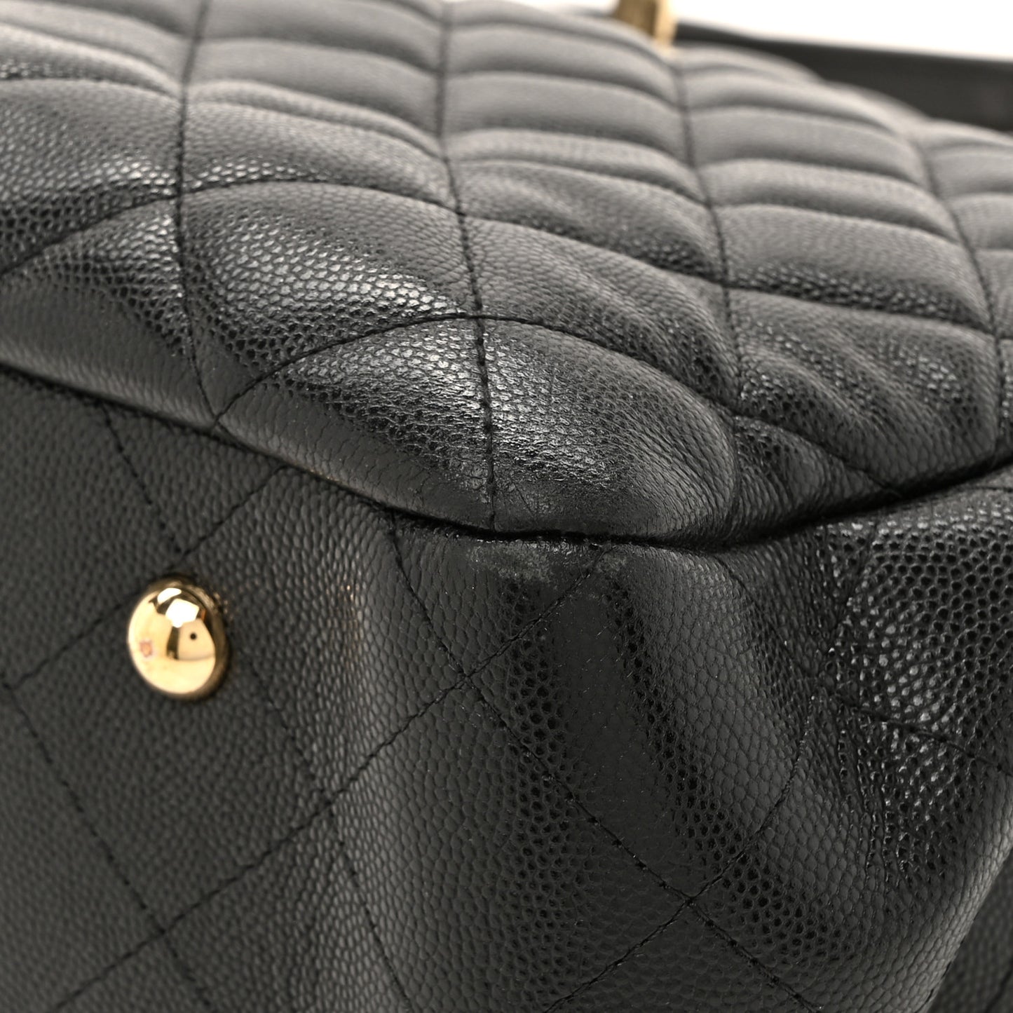 Caviar Quilted Large Shopping Tote Black