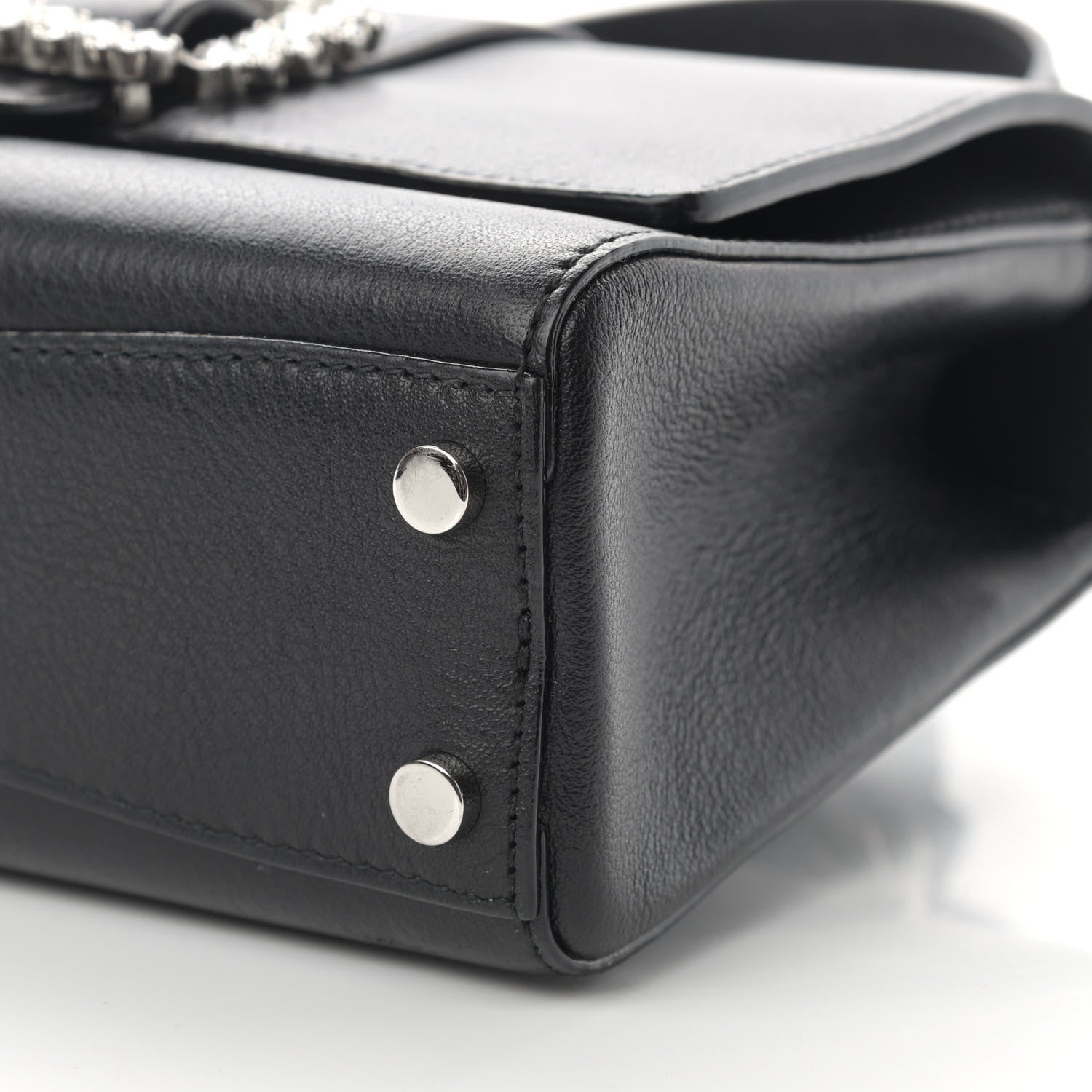 Jimmy Choo Calfskin Crystal Small Cheri Top Handle Bag Black 10 of 12