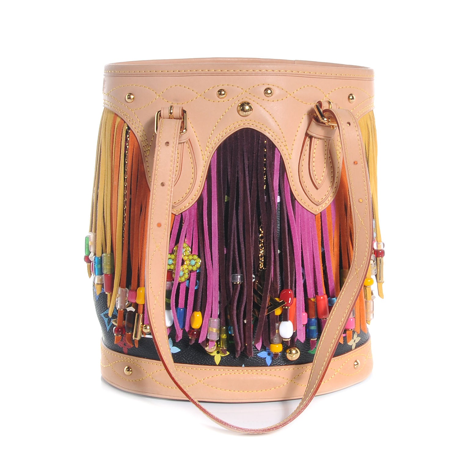 Louis Vuitton Monogram Multicolor Fringe Bucket Black 1 of 8