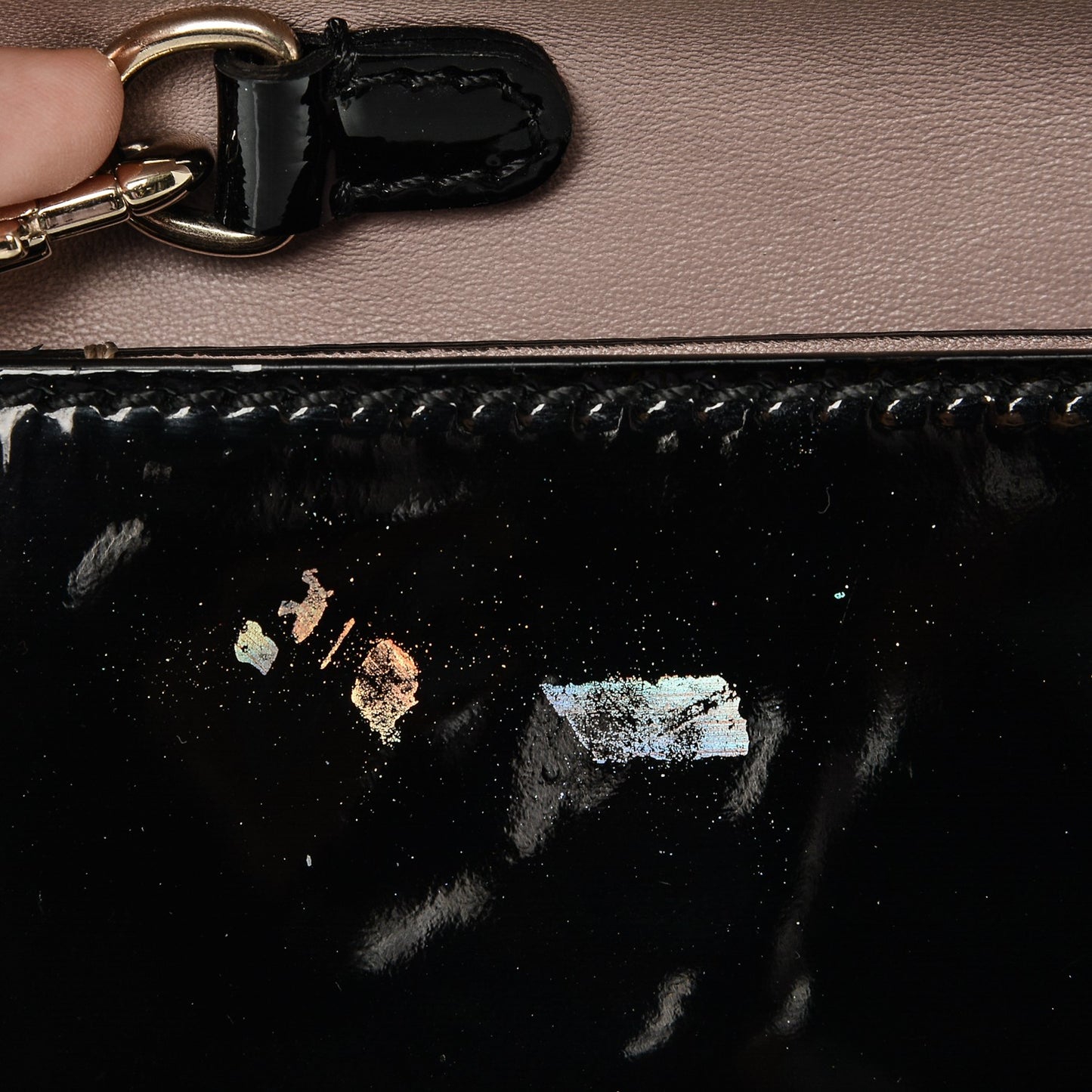 Patent Rockstud Wristlet Clutch Black