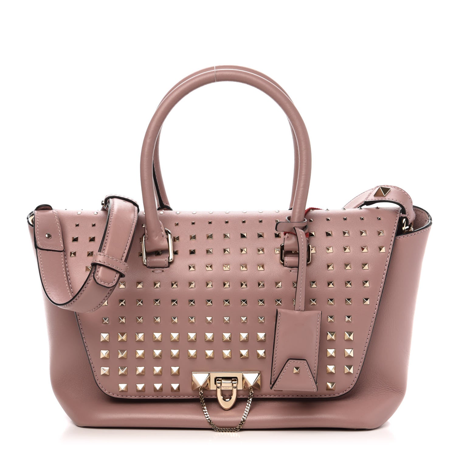 Valentino Garavani Calfskin Small Rockstud All Over Demilune Double Handle Satchel Lipstick 1 of 13