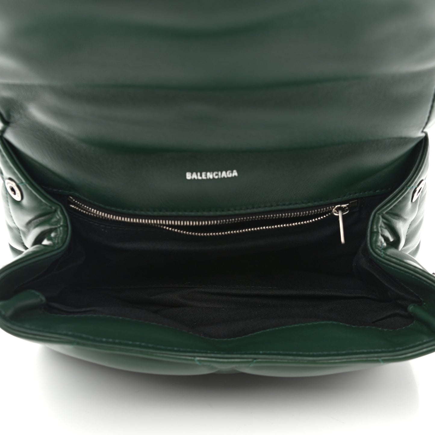 Nappa Calfskin Quilted Touch B Puffy Clutch Forest Green