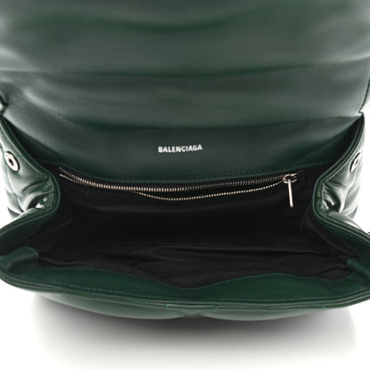 Balenciaga Nappa Calfskin Quilted Touch B Puffy Clutch Forest Green 5 of 10