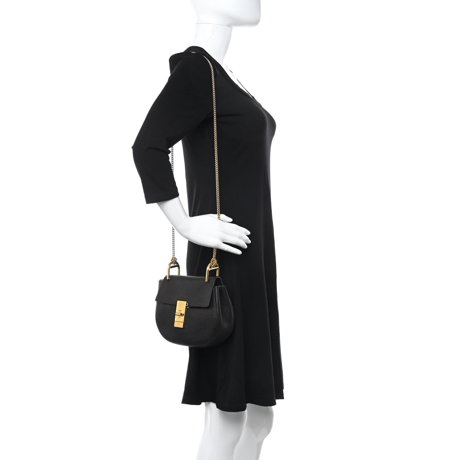 Chloe Grained Lambskin Mini Drew Shoulder Bag Black 2 of 13